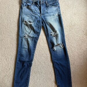 American Eagle Blue Skinny Jeans Distressed Style